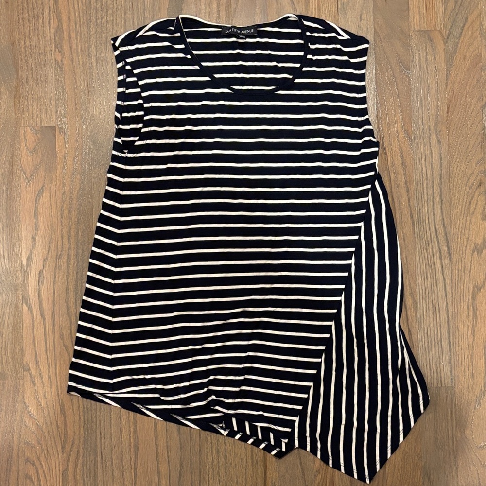 Saks Fifth Avenue Black and White Striped Tank Top